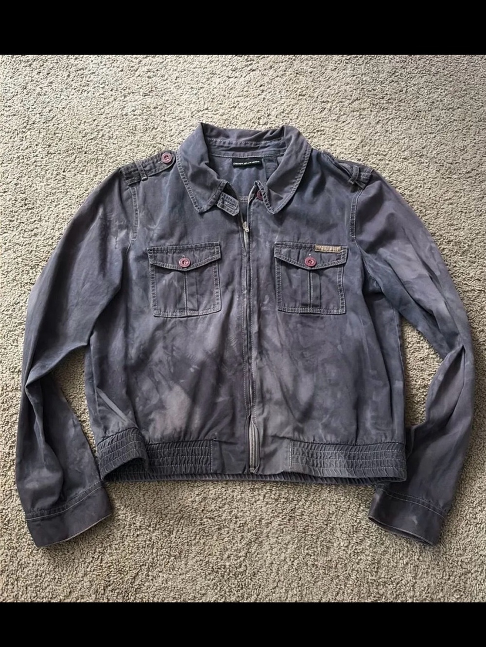 DKNY Slate Gray Utility Zip-Front Jacket
